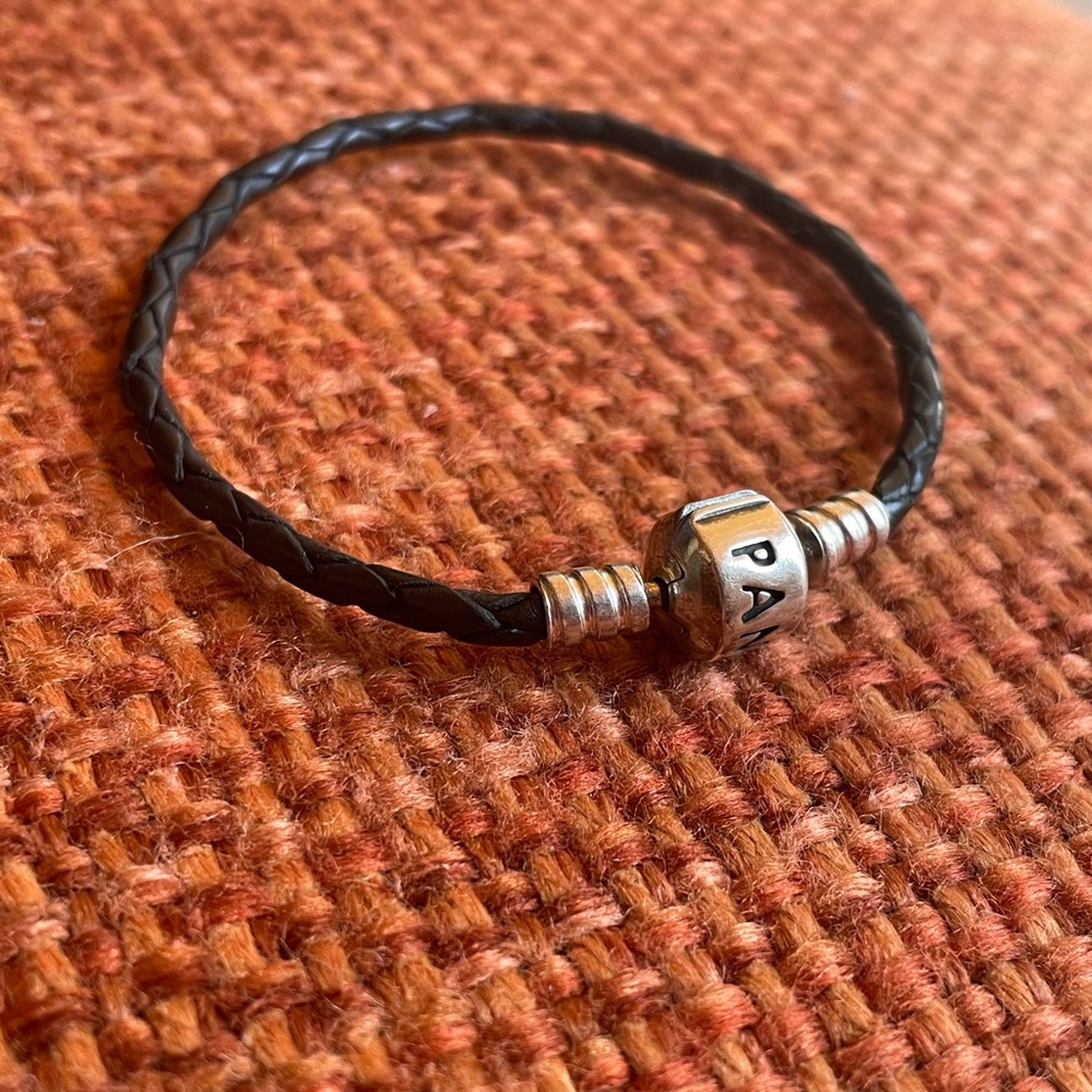 Pandora Black Braided Bracelet with Silver Clasp
